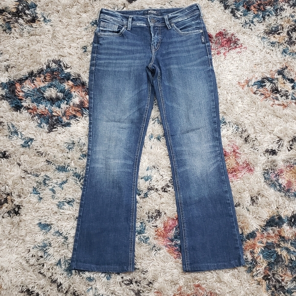 Silver Jeans Suki Slim Boot Bootcut Flare Mid Rise Western Stretchy Dark Short - Picture 4 of 13